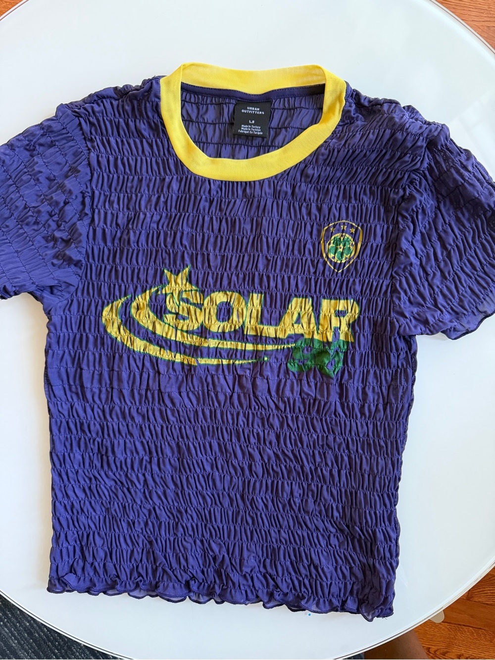 Urban Outfitters Solar Graphic Smocked Tee - Purple & Yellow -